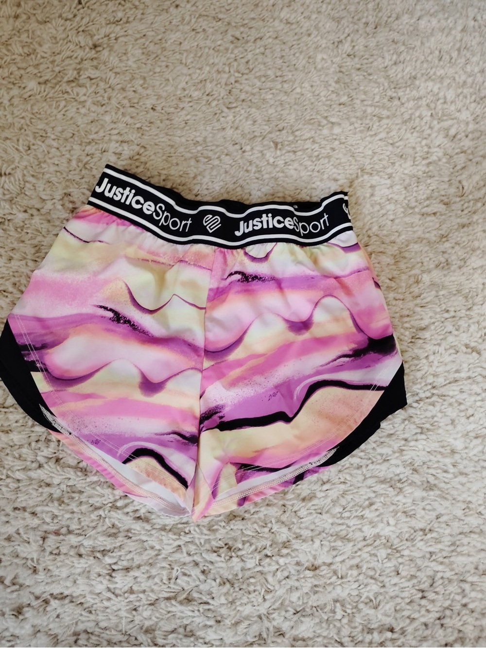 Justice Fuchsia and Black Tie-Dye Athletic Shorts